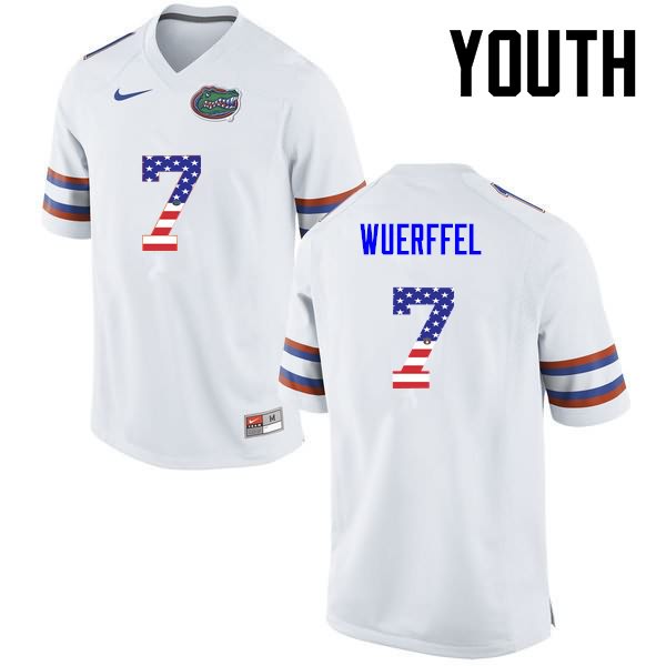 NCAA Florida Gators Danny Wuerffel Youth #7 USA Flag Fashion Nike White Stitched Authentic College Football Jersey NWU4664YT